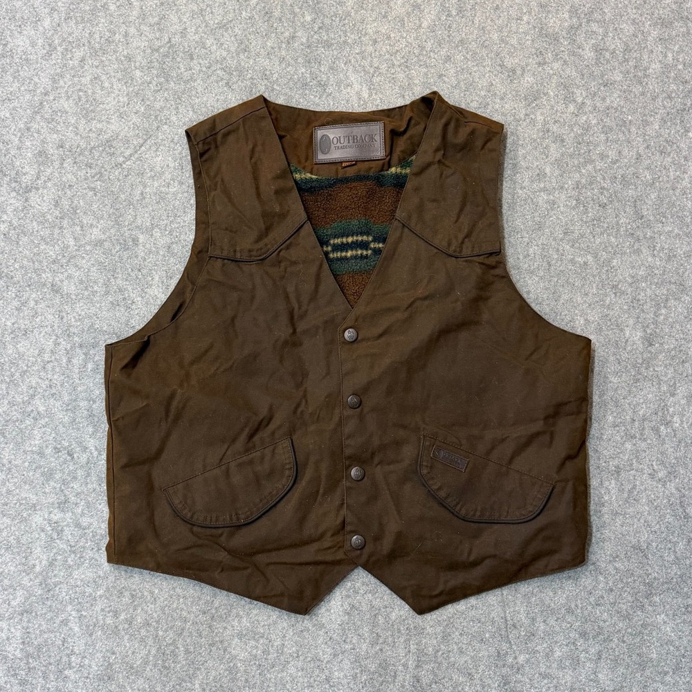 Outback Trading Company Oilskin Cliffdweller Vest Fleece Lined Men's Size Medium